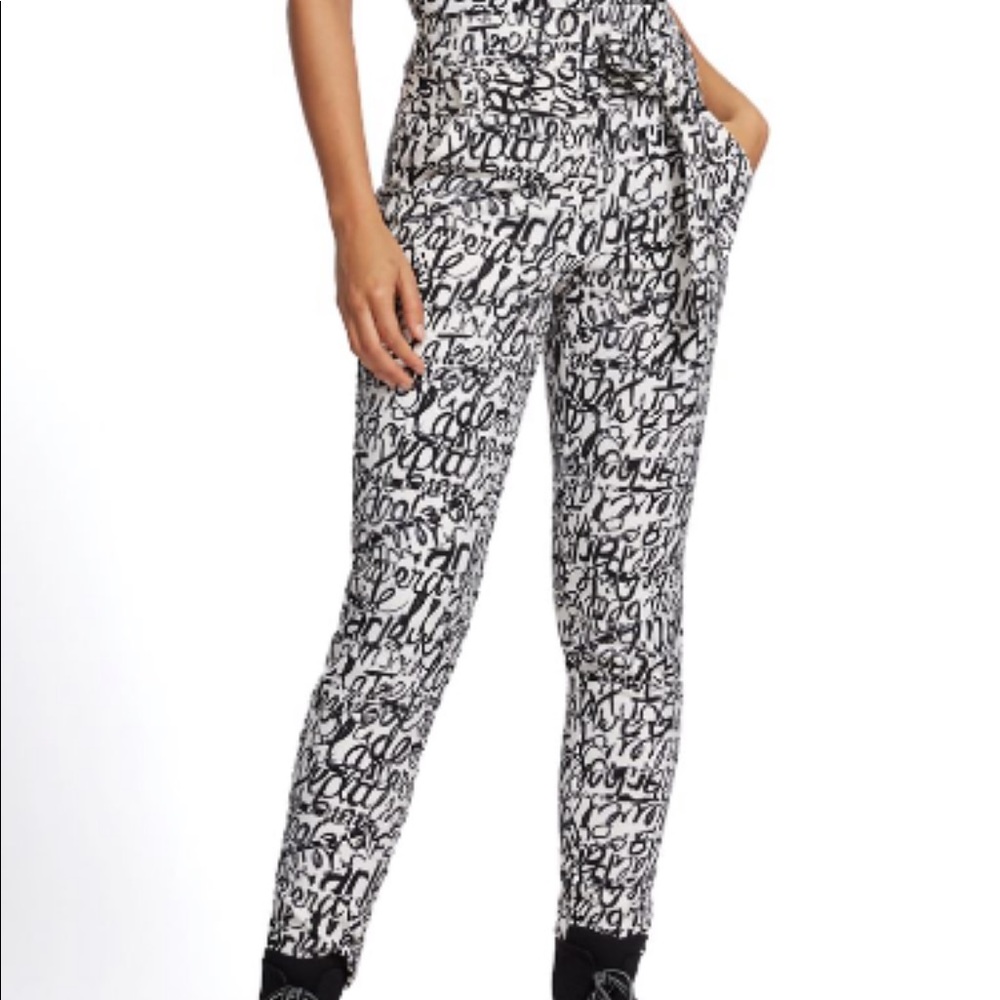 NYC Madie Pant - Script Print - Paperbag Waist
